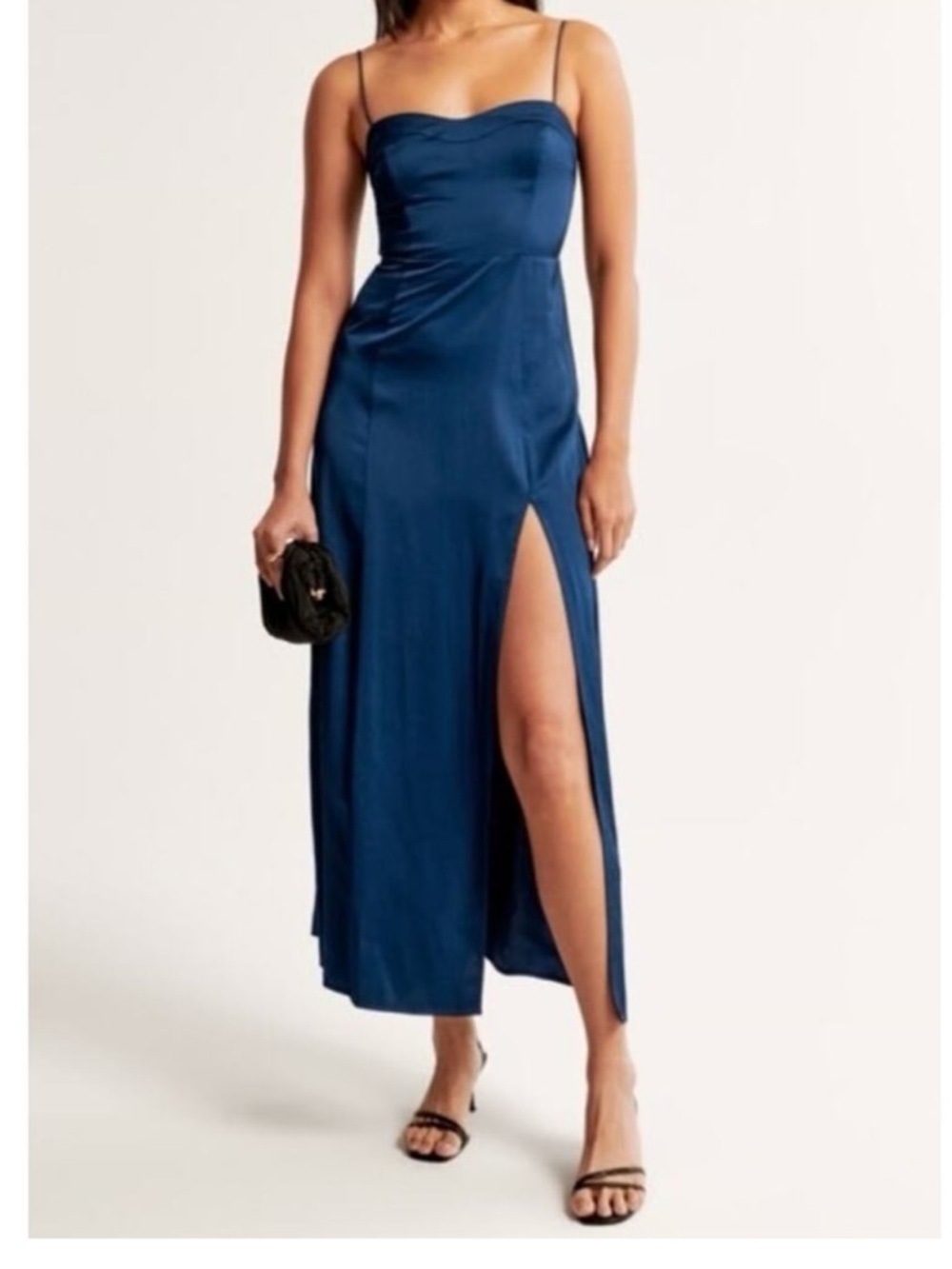 Abercrombie & Fitch Navy Camille Satin Slip Dress